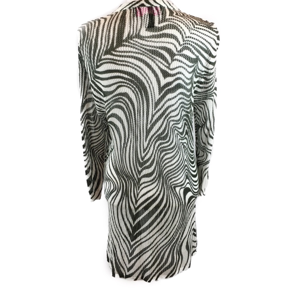 Peck & Peck Charcoal Gray Zebra Stripe Duster Sz L - image 3